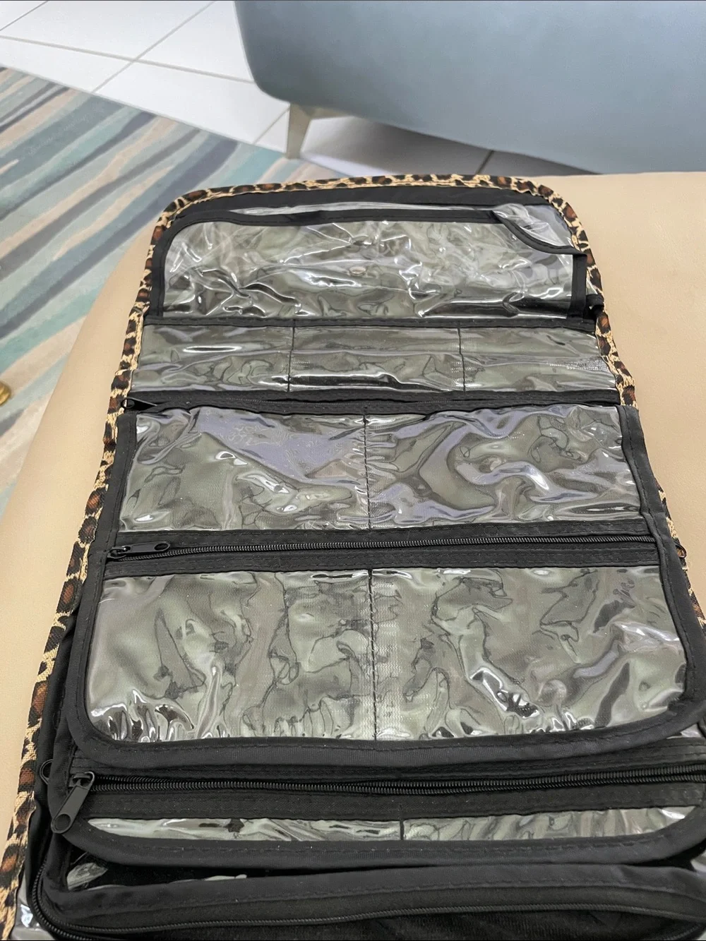 Leopard Print Foldover jewelry/ makeup bag great for travel or organizing
